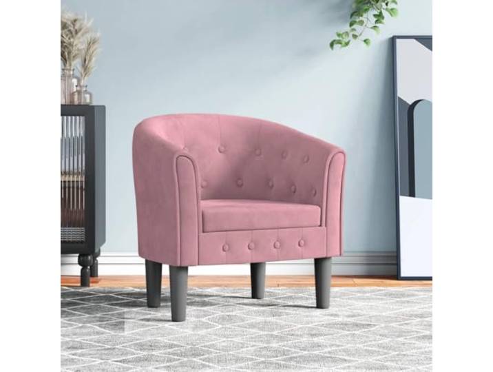 HEFZGDB Moderner Clubsessel Rosa Samt Akzentsessel mit weichem Samtbezug für Wohnzimmer Schlafzimmer Büro Robustes Holzgestell Bequeme Polsterung Sitzfläche Rückenlehne Armlehnen