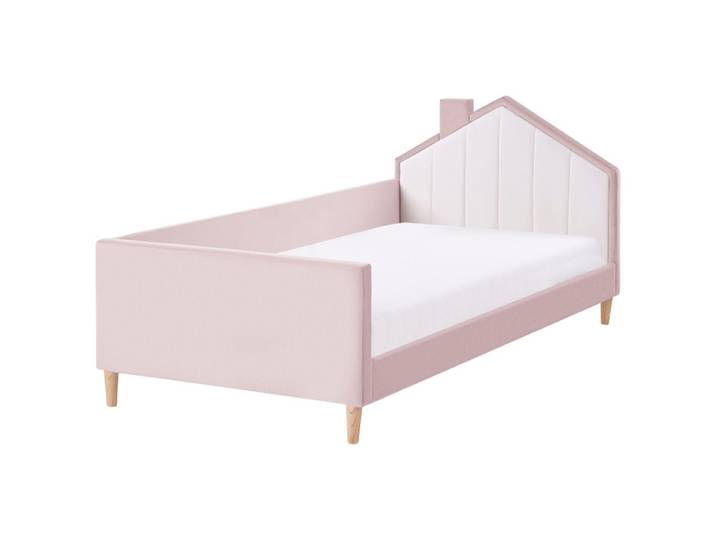 KINDERBETT Haus Samtstoff 90/200 cm Rosa Kervan
