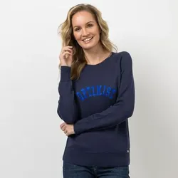 STRANDFEIN Pullover Rundhalsausschnitt Schriftzugstickerei figurumspielend