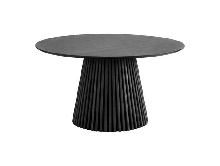 Table repas ronde Ø140cm Pied Central Relief MDF Placage Chêne noir - DUBLIN