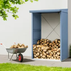 Hörmann Ecostar Metall Kaminholzregal Elegant Typ 1,taubenblau,123 x 103 x 198 cm (T x B x H)