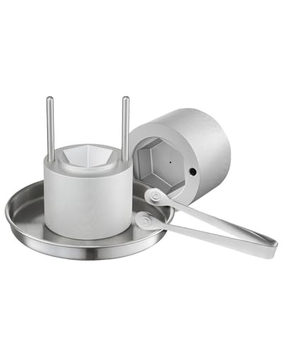 VEVOR Ice Diamond Press IJsbalmaker Set van Luchtvaartaluminium met Tang en Druppelbak voor Whisky en Cocktails, Zilver/Zwart