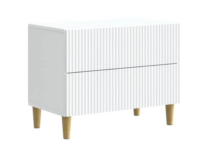 KUPTYERFG Nachttisch mit 2 Schubladen Weiß Holzwerkstoff 62x34,5x48cm Kompakte Kommode für das Schlafzimmer mit 2 geräumigen Fächern für Bücher und Nachttischutensilien.