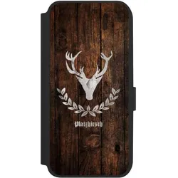 Nivocase Klapphülle für Samsung Galaxy A14 5G Handyhülle aus Kunst Leder NIVOflip schwarz Hirsch Holz (Samsung Galaxy A14 5G), Smartphone Hülle, Schwarz