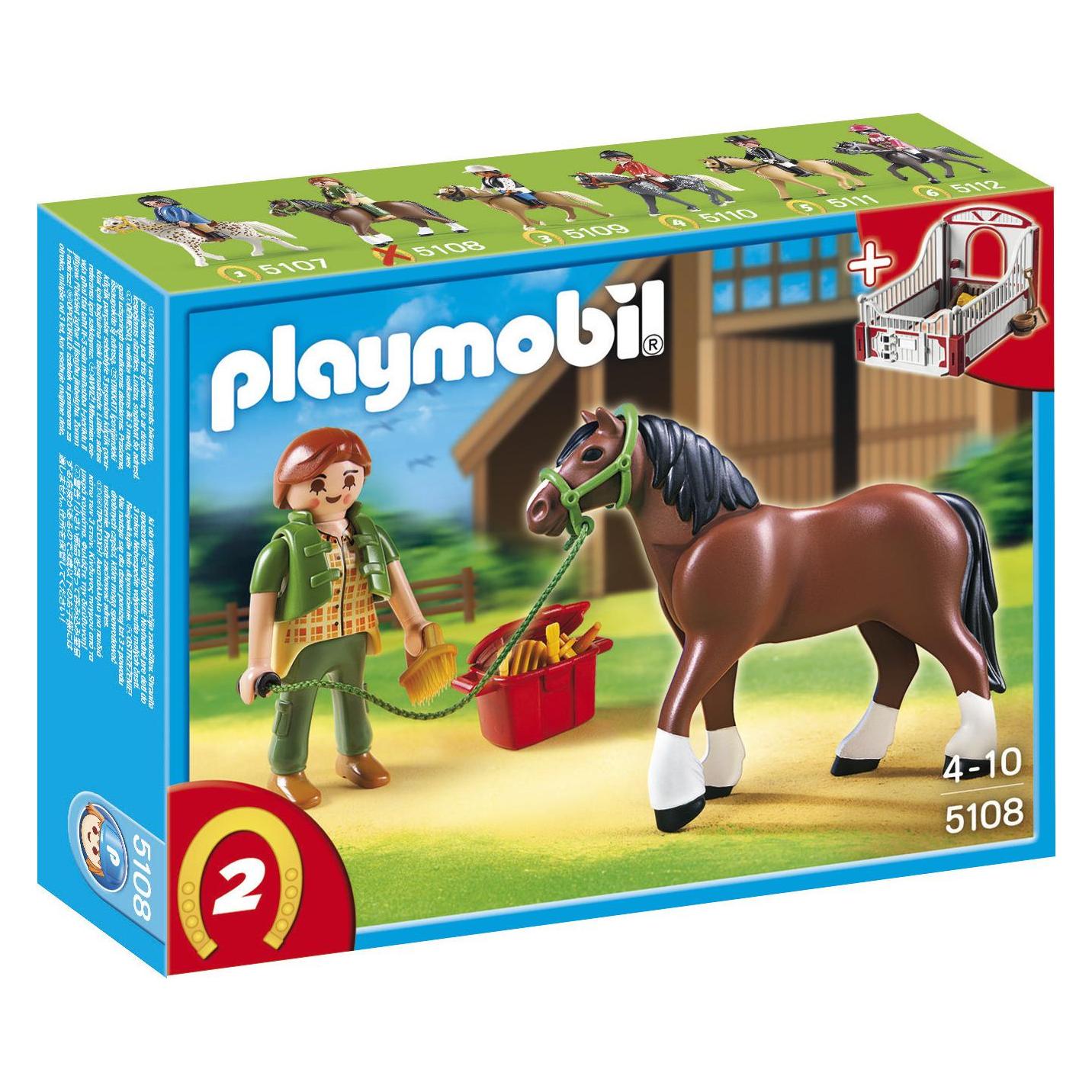 Playmobil Shire Horse mit rot-grauer Pferdebox (5108) (5108)