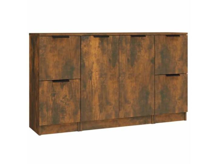 Kaorsrow Sideboard 3er Set Räuchereiche Holzwerkstoff Kommode Schrank Flexibles Schrank-Set für Wohnzimmer, Flur und Schlafzimmer. Schafft Ordnung mit viel Stauraum und robuster Oberfläche.