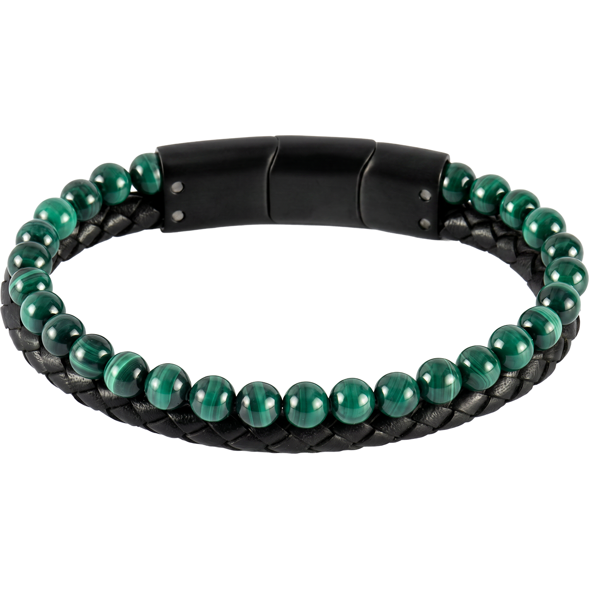 Jacques Lemans Lederarmband mit Malachit