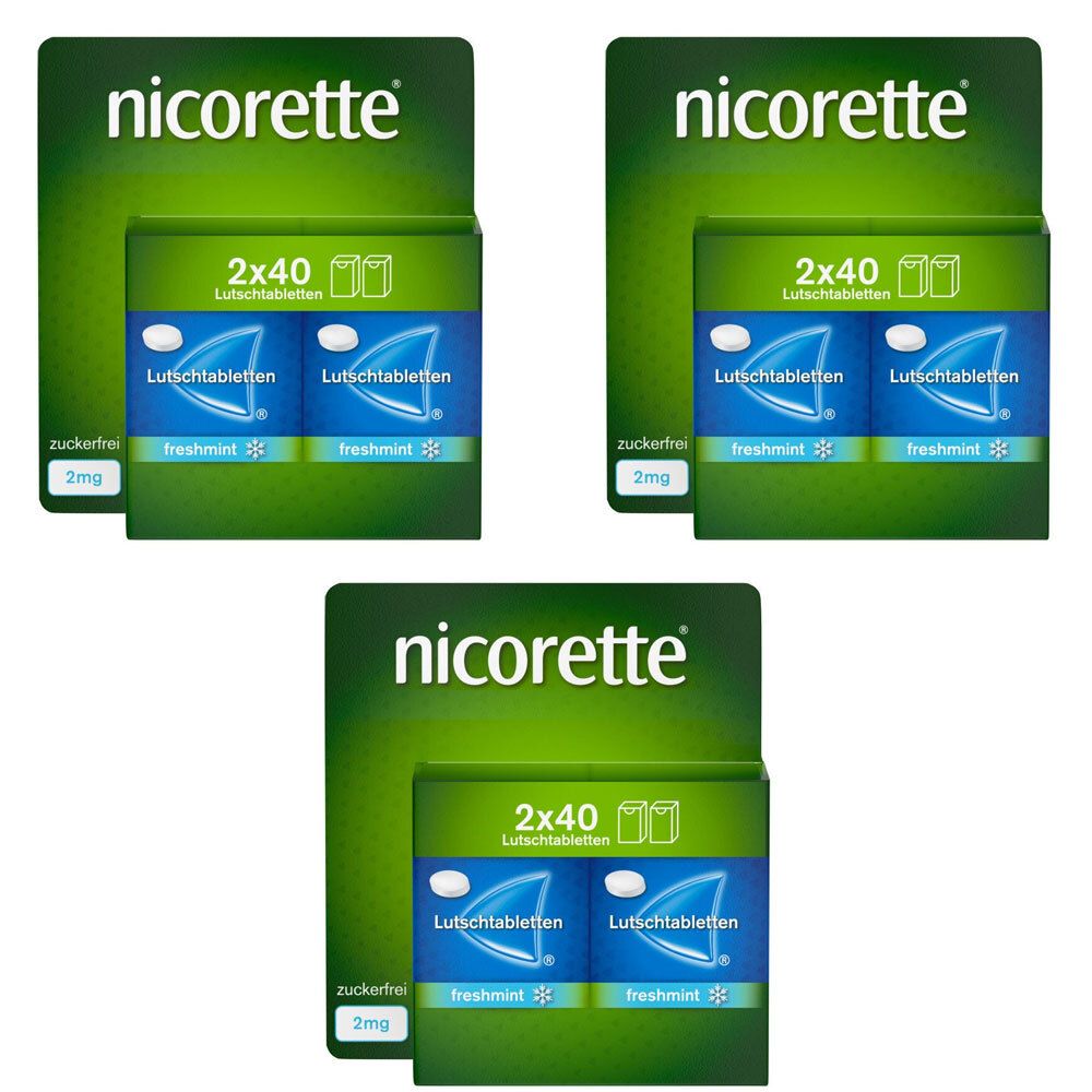 3x Nicorette freshmint 2 mg Lutschtabletten 3x80 St