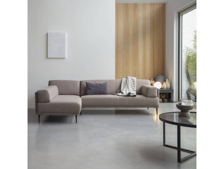 Ecksofa Finn mit Eckelement links und maulwurfsgrau Stoffbezug 270 x 180 cm ,4-Sitzer - Grau