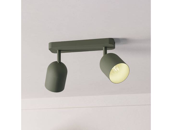 EGLO Deckenstrahler Tilston, dunkelgrün, Länge 28 cm 2-flg. Stahl dimmbar, grün, für Wohn- / Esszimmer, Metall, Downlights