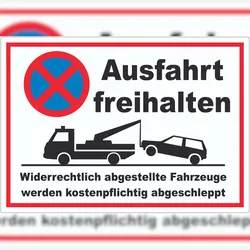 HB-Druck Parken verboten Ausfahrt freihalten Aufkleber A5 (148x210mm)