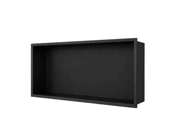 QAUUCP Einbauregal Wandnische Duschnische aus Edelstahl 24 x 12 4 Zoll, eingelassenes Wandregal, keine Fliesen erforderlich, Aufbewahrung im Badezimmer(Matte Black)
