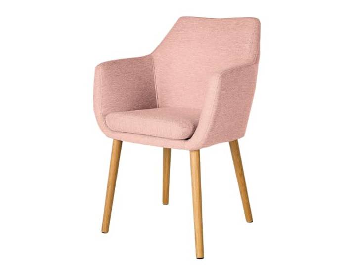 home24 Armlehnenstuhl Blau 58 x 58 x 84 cm Webstoff, geölte Massivholz-Eichenbeine, Sitzkissenbezug abnehmbar & 30° waschbar, Filzgleiter, modernes Design, Küche, Bar