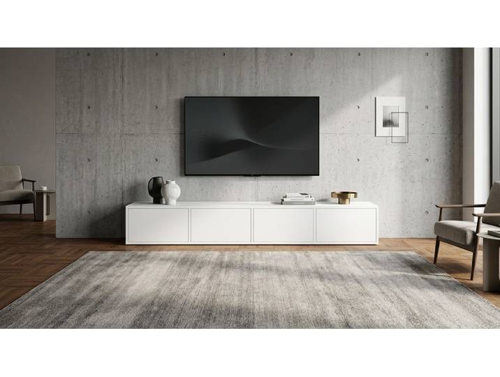 Breites Lowboard für TV - TV-Sideboard mit vielen Optionen MDF Beschichtet MDF Weiß matt