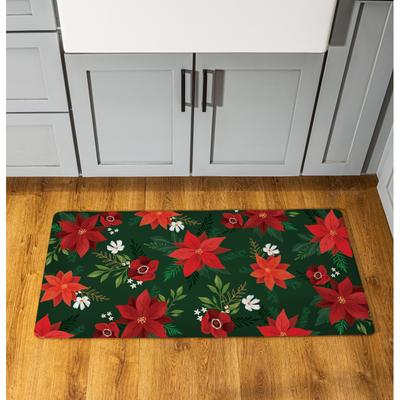 Evergreen "Holiday Flower with Leaf Anti-Fatigue Door Mat - 40"" x 20"""