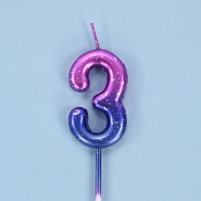 Uplift Treasures Gradient Glitter Number Birthday Candle Cake Topper a03