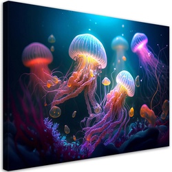 WANDBILD qualle neon abstraktion