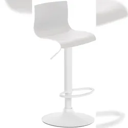 Décoshop26 - Barhocker x1 mit drehbarer Fußstütze gebogener Rückenlehne aus weißem Kunststoff und weißem Metall 10_0004982