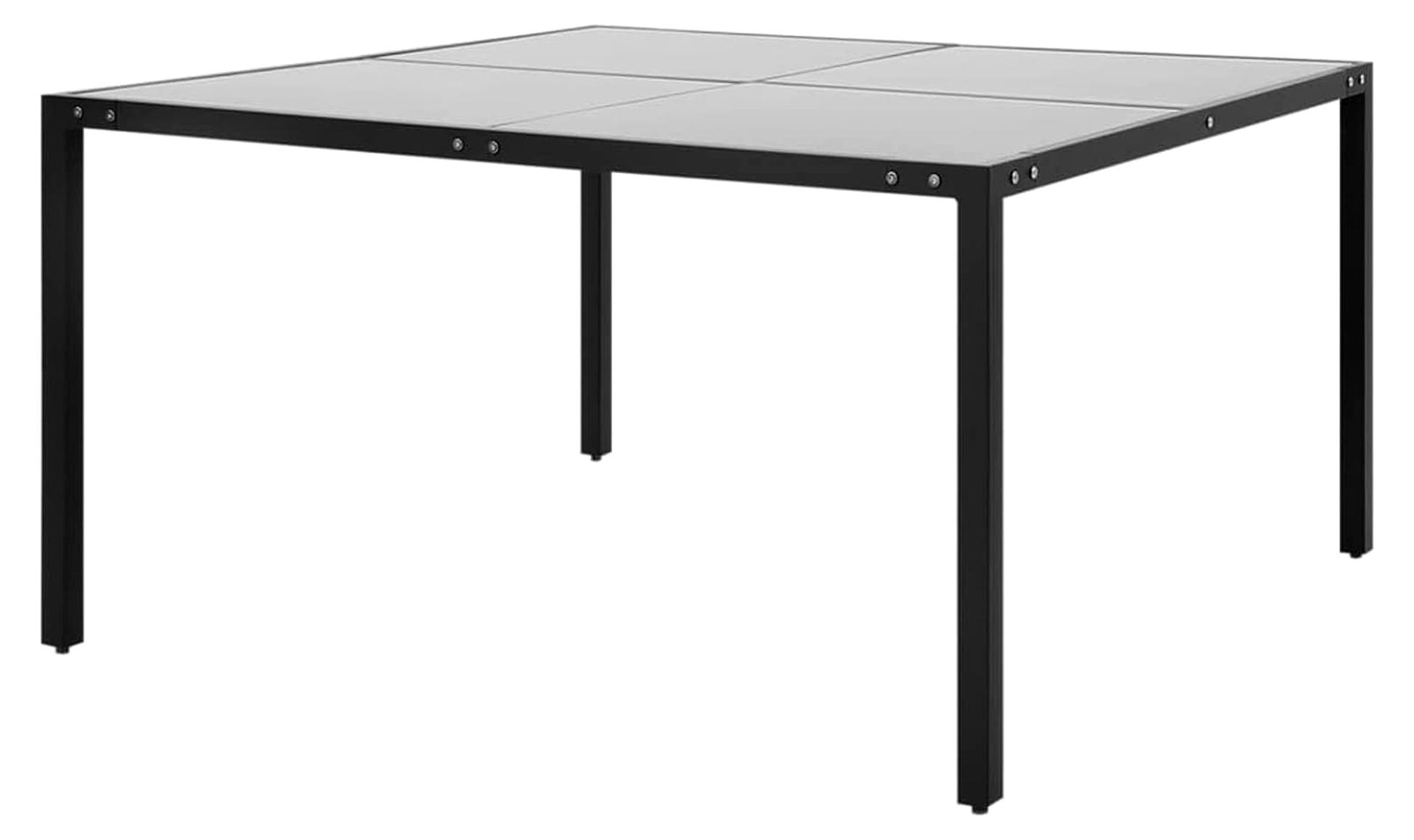 Gartentisch quadratisch, Anthrazit, 130 x 130 x 72 cm, aus Stahl und Glas