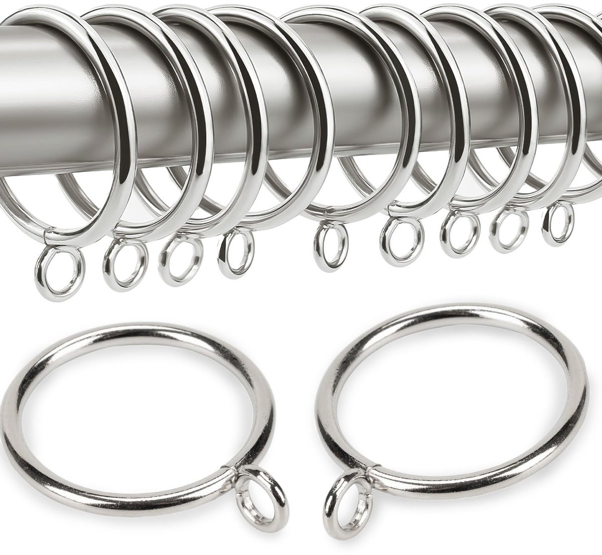 Merkloze zilveren metalen gordijnringen 55mm - Set van 24 stuks