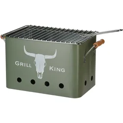 Kompakt Holzkohlegrill Tragbar - Campinggrill für Gartenparty Picknick unterwegs - Grün-Weiss Zink - 32.5x21x21cm - Klappbarer Griff - Einfache Reinigung