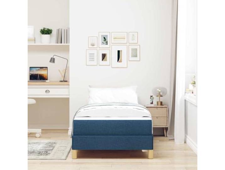 KTHLBRH Boxspringbett mit blauer Matratze 100 x 200 cm Stoffbezug, technisches Holz, modernes Design, Behälter