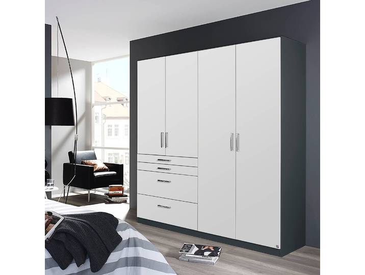 Armoire Homburg II 181cm Blanc/Gris métallisé Sans portes miroir