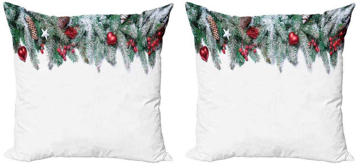 ABAKUHAUS Kussenhoes Set – 2x 45x45 cm – Dubbelzijdig, Groen/Rood