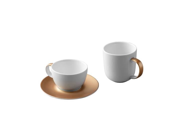 Service à café et à thé 3 pièces blanc en porcelaine