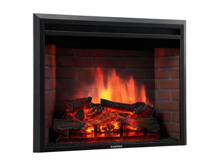 KAMINIO® Luca Pro 23 Cheminée électrique encastrable chauffante Cheminée décorative avec foyer électrique\, effet de flamme\, LED feu en 12 couleurs\, thermostat\, minuterie\, télécommande\, noir