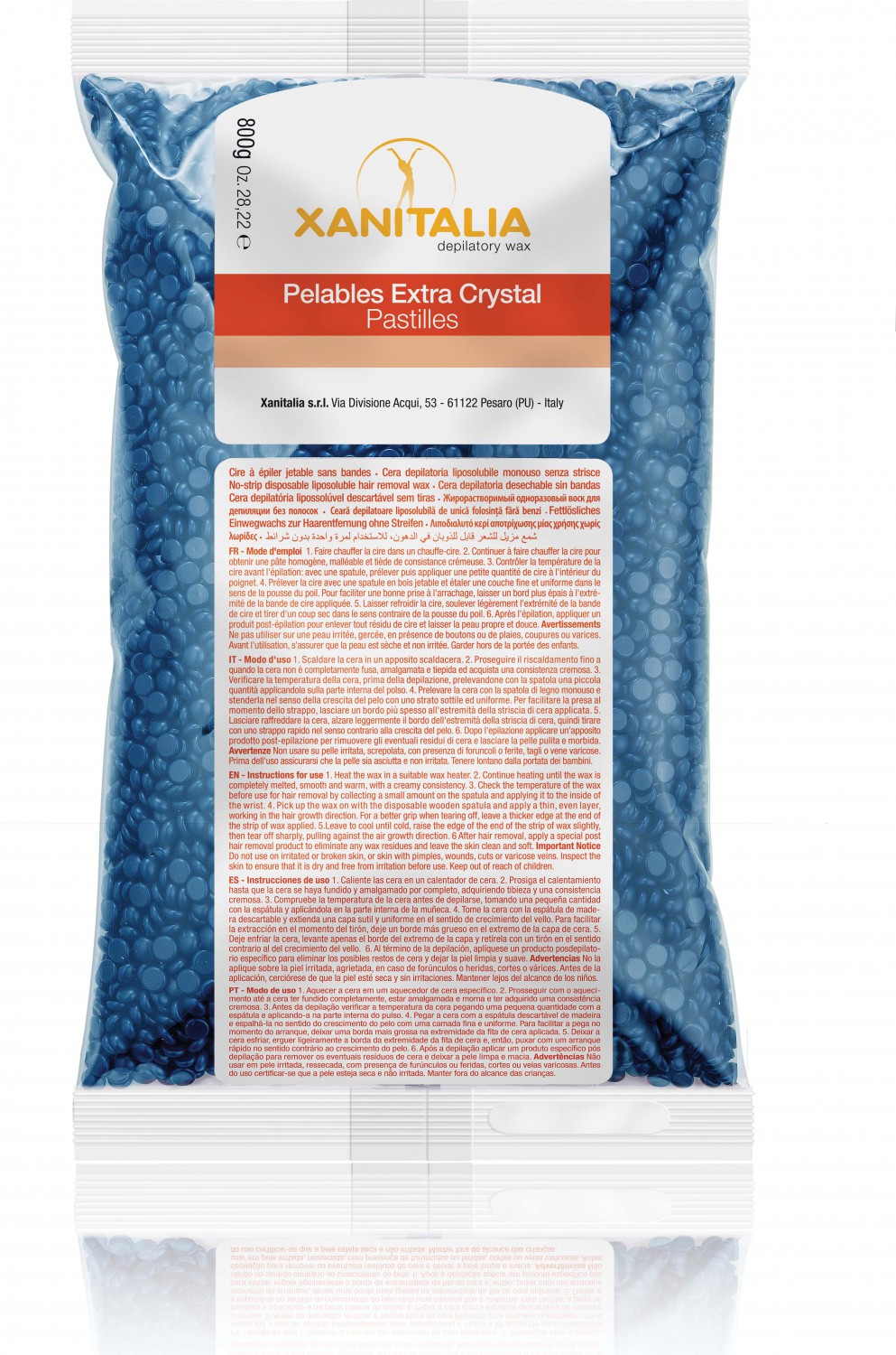 XanitaliaPro Film Wax Pelables Extra Crystal Brasilian System Ocean Blue 800 g XP-930.649