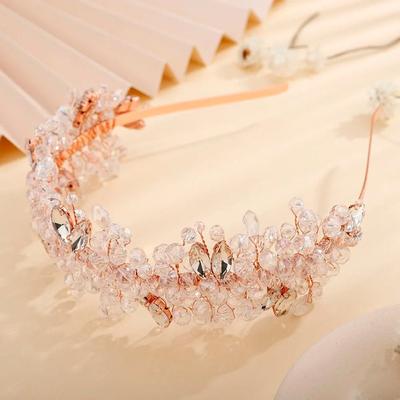 Uplifted Finds Women Rhinestone Bridal Tiara Headband Handmade rose Gold