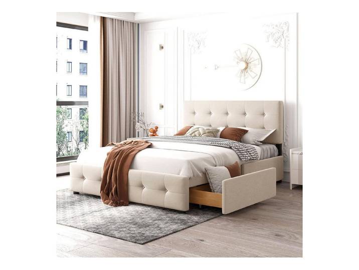 LuxusKollektion Polsterbett Polsterbett 140x200 cm mit Schubladen