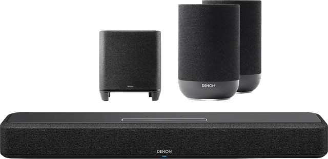 Denon Home Soundbar 550 met Denon Home subwoofer en 2x Denon Home 200 Zwart