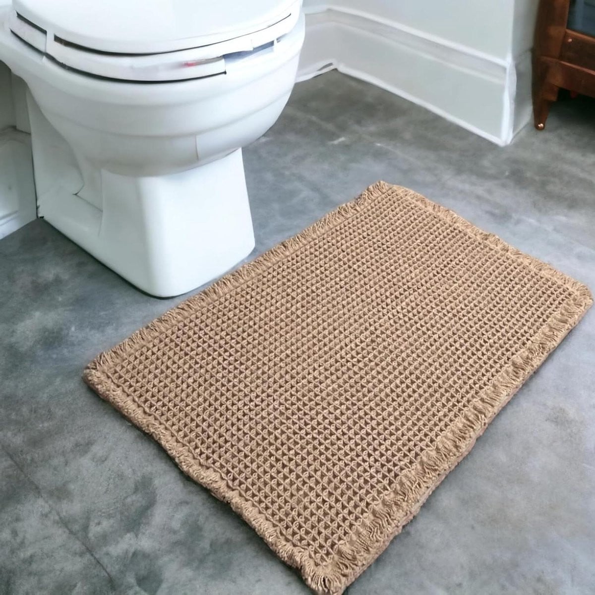 Bruine wafel badmat - Super absorberend badkamertapijt - 45 x 76 cm
