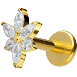 Titan Labret mit Innengewinde KRISTALLBLUME