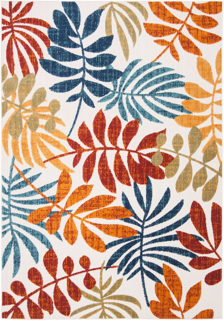 Blue Elephant Floral Indoor / Outdoor Area Rug Crème/Red Rectangle 183 X 244