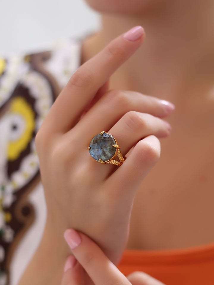 L'Atelier de Gaia Vergold. Ring mit Edelstein - onesize