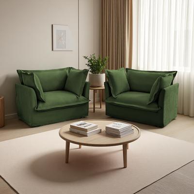 ZWYO HOSIMU Chenille Slipcovered Sofa Chair Set with Deep Seat and Large Pillows (2-Seater)