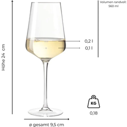 Leonardo Puccini Weißweinglas mit Einschenkhilfe 0,1 l / 0,2 l - 30er Set (Gravur)