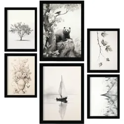 POSTER Set Mit 6 Wildsee A3 & A4 Schwarzer Rahmen