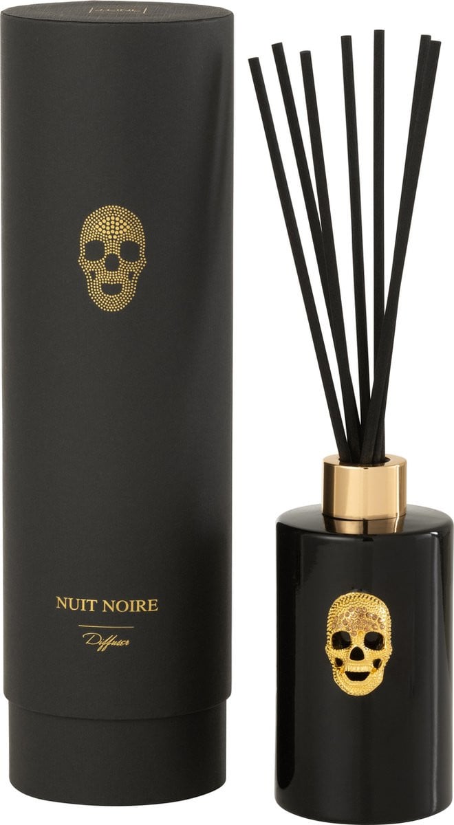 J-Line geurstokjes Nuit Noire Doodskop - zwart - 200ml