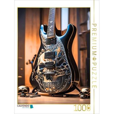 CALVENDO Puzzle Gitarre mit Totenköpfen | 1000 Teile Lege-Größe 64x48cm Foto-Puzzle für glückliche Stunden