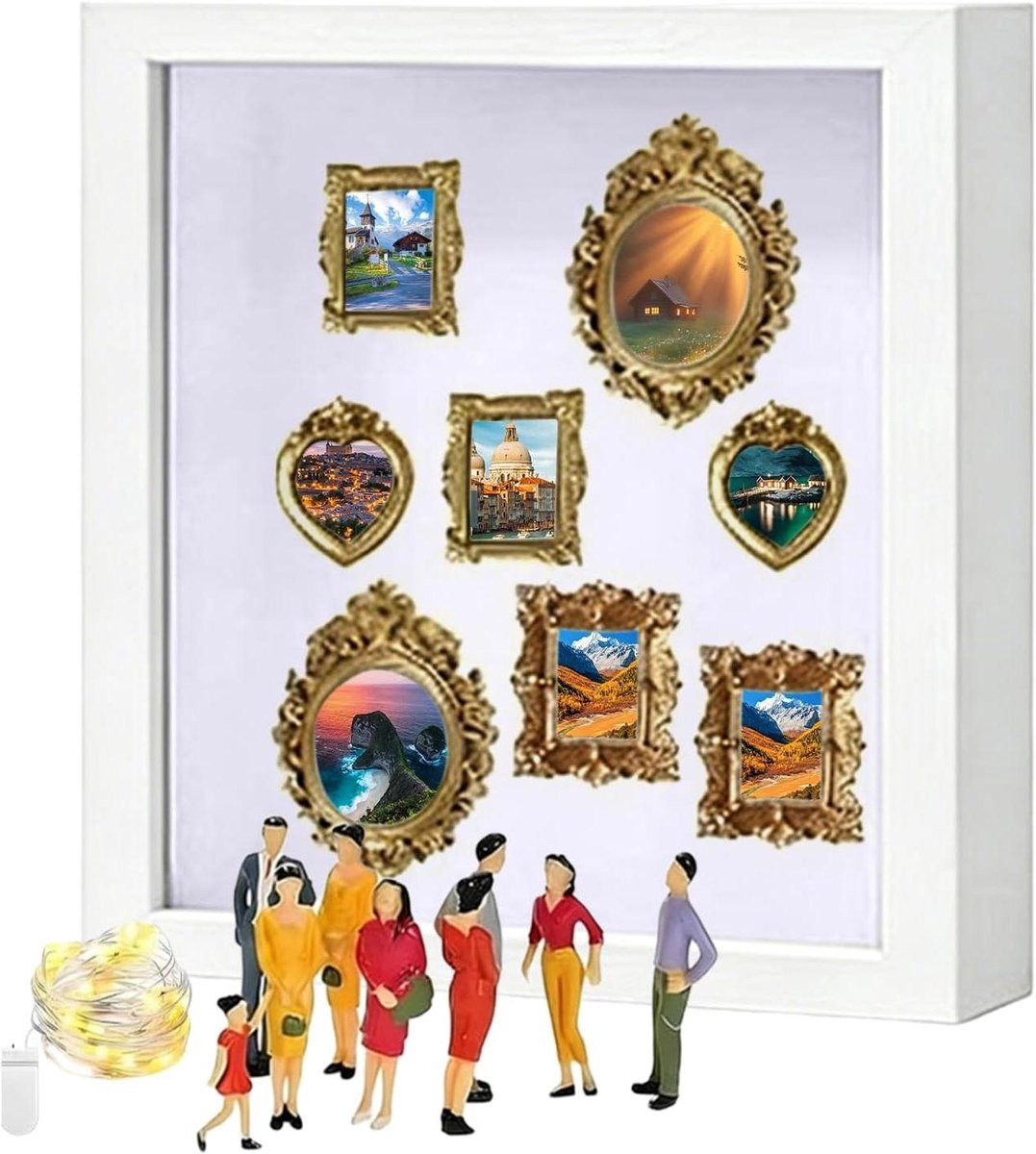 Wit Fotolijst Vitrinekast Schaduwdoos Display Frame voor Miniatuurlandschappen 25x25 cm
