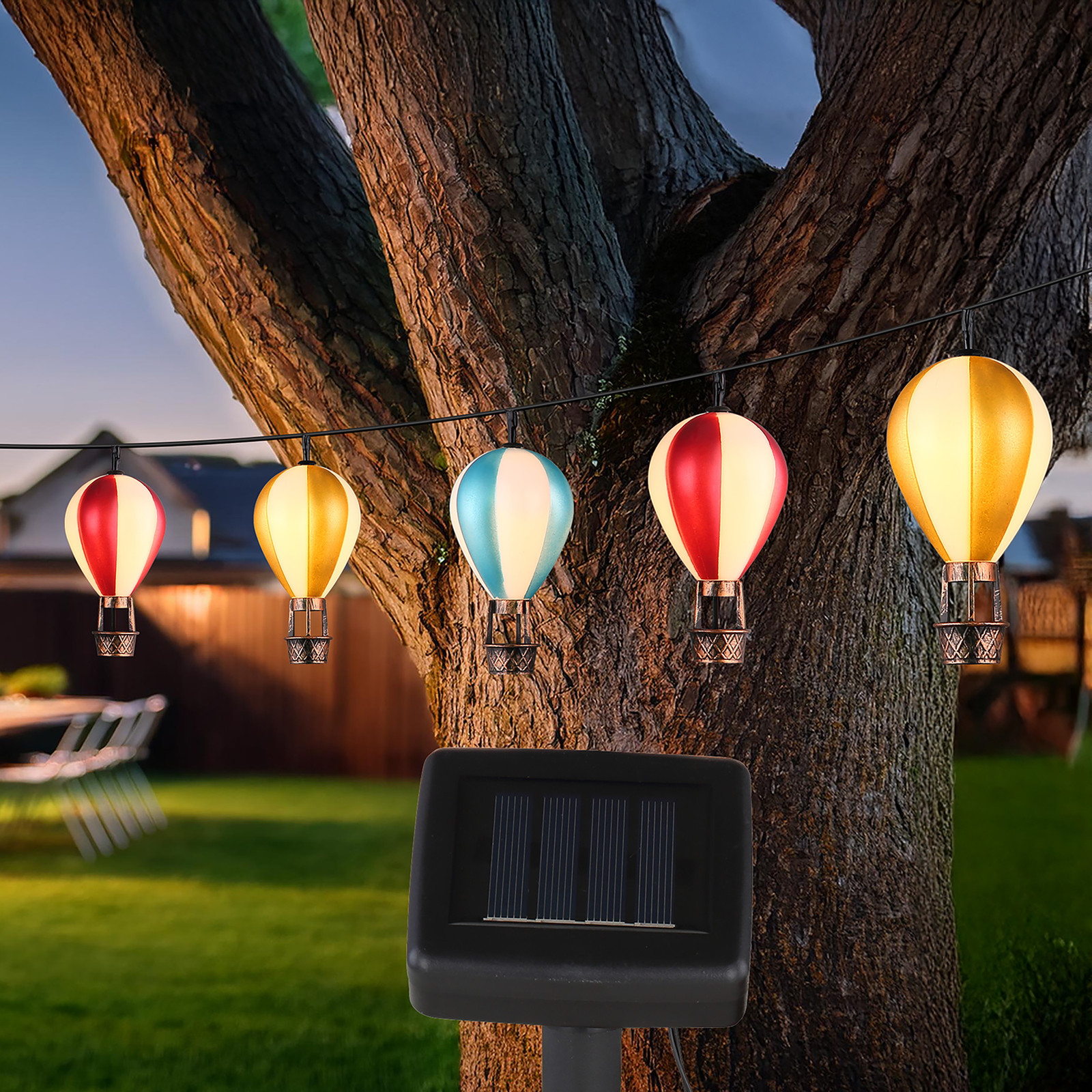 home24 Solar LED-lichtsnoer met RGB kleuren, Lengte: 390 cm
