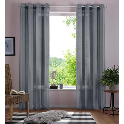 Gardine OTTO HOME "Mara" Gr. 3, grau, B:140cm H:225cm, Polyester, Gardinen, Gardine, transparent, Leinen Optik, monochrom, basic, Topseller