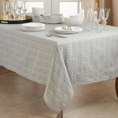 Saro Lifestyle Cotton Blend Tablecloth With Stitched Line Design