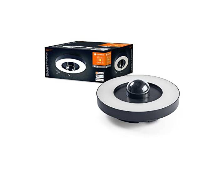 LEDVANCE SMART+ Outdoor-Wand- & Deckenleuchte + Kamera, warmweißes LED-Licht (3000K), hochwertiges Polycarbonatgehäuse in dunkelgrau, integrierter Lautsprecher, Memory Card, smarte WIFI-Technologie