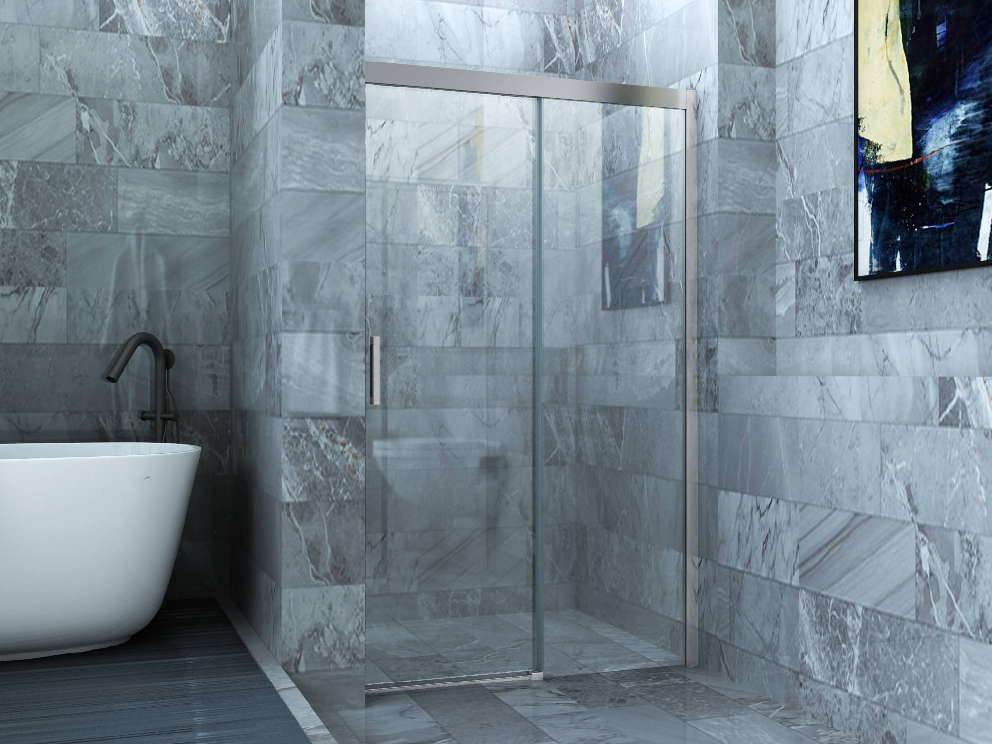 Ben Smooth Duschtür Schiebetür 120x200 cm Dusche Duschabtrennung Duschtrennwand