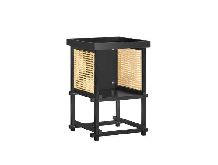 Table d'appoint design avec compartiment ouvert, cadre en bambou